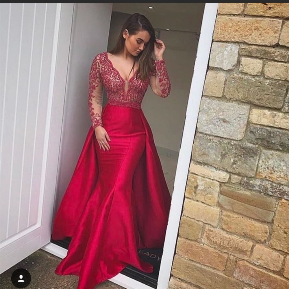 red jovani beaded dress